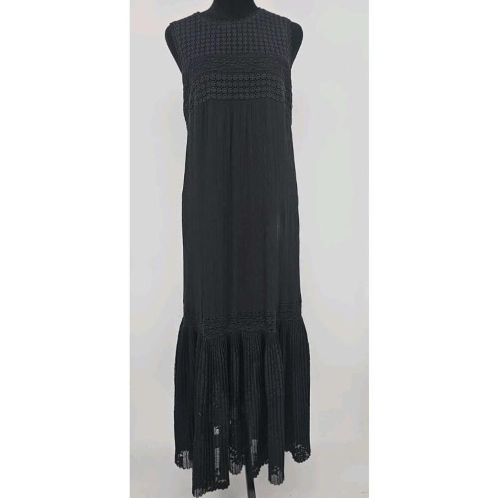 Anthropologie Karina Crochet Dress 8 Black Lined Lace Maxi Dress* EUC